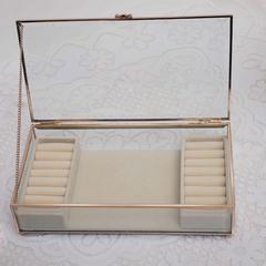 Danube Home Caroline Metal Glass & Velvet Jewellery Box (28 x 15 x 7 cm)