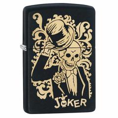 Zippo Bronze Joker Engraved Lighter, 29632 218 (Black Matte)