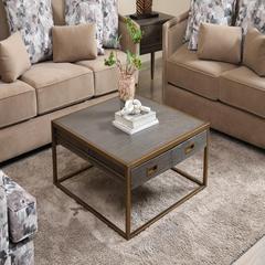 Pan Emirates Bulanburg Wood & Metal Coffee Table W/Drawer (90 x 90 x 39 cm)