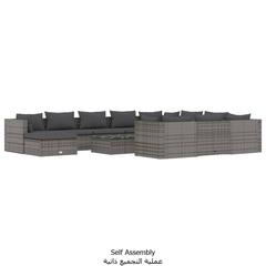 vidaXL 12 Piece Garden Lounge Set with Cushions Poly Rattan Grey 60 x 60 x 30 cm
