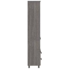 vidaXL Solid Pine Wood Highboard (60 x 35 x 180 cm, Light Gray)