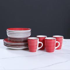 Danube Home Stoneware Dinner Set (Cherry Red, 16 Pc.)
