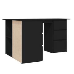 vidaXL Engineered Wood Corner Desk (145 x 100 x 76 cm, Black)