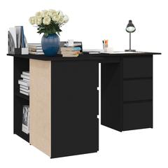 vidaXL Engineered Wood Corner Desk (145 x 100 x 76 cm, Black)