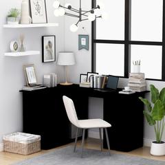 vidaXL Engineered Wood Corner Desk (145 x 100 x 76 cm, Black)