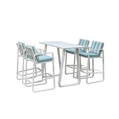 4-Seater Aluminum High Table & Chair Set W/Cushions Creative Living