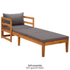 Solid Acacia Wood Sun Lounger W/Cushions vidaXL (202 x 68 x 60 cm)