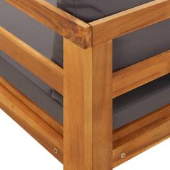 Solid Acacia Wood Sun Lounger W/Cushions vidaXL (202 x 68 x 60 cm)