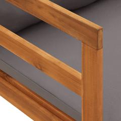 Solid Acacia Wood Sun Lounger W/Cushions vidaXL (202 x 68 x 60 cm)