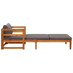 Solid Acacia Wood Sun Lounger W/Cushions vidaXL (202 x 68 x 60 cm)