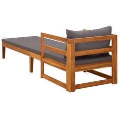 Solid Acacia Wood Sun Lounger W/Cushions vidaXL (202 x 68 x 60 cm)