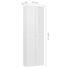 vidaXL Office Cabinet High Gloss White 60x32x190 cm Engineered Wood