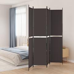 vidaXL Fabric 4-Panel Room Divider (200 x 220 cm, Brown)