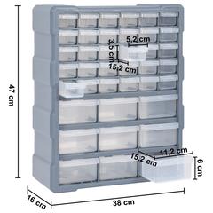 vidaXL Multi-drawer Organizer with 39 Drawers (38 x 16 x 47 cm)