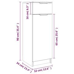 vidaXL Bathroom Cabinet White 32x34x90 cm Engineered Wood