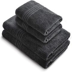 Gifted Cotton Bath Towel & Hand Towel Set (Grey, 4 Pc.)