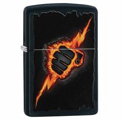 Zippo Lightning Bolt Fist Design Windproof Lighter, CI412372 218 (Black Matte)