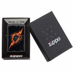Zippo Lightning Bolt Fist Design Windproof Lighter, CI412372 218 (Black Matte)