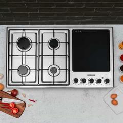 Geepas Build In 4 Burners Gas Cooker W/Electric Hot Plate Hob, GGC31036