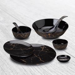 Dinewell Melamine Dinner Set (Black, 30 Pc.)