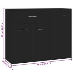 vidaXL Engineered Wood Sideboard (88 x 30 x 70 cm, Black)
