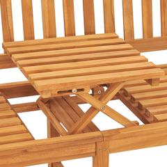 3-Seater Teak Wood Garden Bench W/Table vidaXL