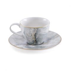 Pan Emirates Greer Tea Cup & Saucer (250 ml, Gray)