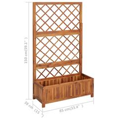 vidaXL Solid Acacia Wood Garden Raised Bed W/Trellis (85 x 38 x 150 cm)