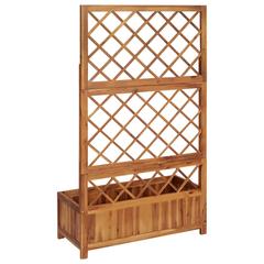 vidaXL Solid Acacia Wood Garden Raised Bed W/Trellis (85 x 38 x 150 cm)
