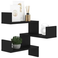 vidaXL Engineered Wood Wall-Mounted Corner Shelf (40 x 40 x 50 cm, Black)