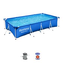 Bestway Rectangular Steel Pro Frame Pool (400 x 211 x 81 cm, Blue)