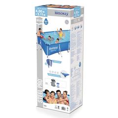 Bestway Rectangular Steel Pro Frame Pool (400 x 211 x 81 cm, Blue)