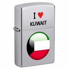 ولاعة زيبو مقاومة للرياح بتصميم علم و كتابة أنا أحب الكويت CI412708205 (كروم لامع)