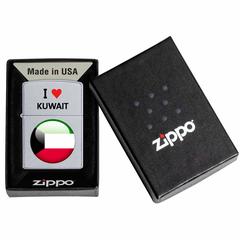 ولاعة زيبو مقاومة للرياح بتصميم علم و كتابة أنا أحب الكويت CI412708205 (كروم لامع)