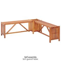 2-Seater Acacia Wood Garden Corner Bench W/Planter vidaXL