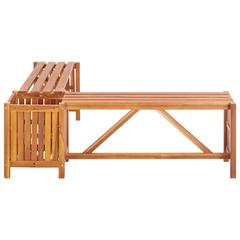 2-Seater Acacia Wood Garden Corner Bench W/Planter vidaXL