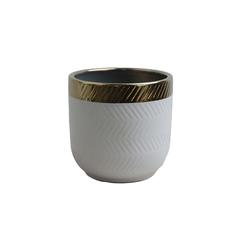 Pan Emirates Nazareno Stone Planter (25 x 25 cm, Gold & White)