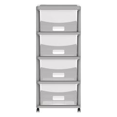 Cosmoplast Cedarattan Plastic 4-Tier Storage Cabinet W/Drawers & Wheels (Grey, 50 x 40 x 92 cm)