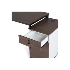 Pan Emirates Hobson Office Desk With Pedestal (Dark Walnut & Black)