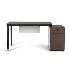 Pan Emirates Hobson Office Desk With Pedestal (Dark Walnut & Black)