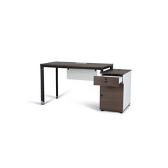 Pan Emirates Hobson Office Desk With Pedestal (Dark Walnut & Black)