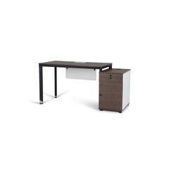 Pan Emirates Hobson Office Desk With Pedestal (Dark Walnut & Black)