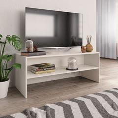 طاولة تلفزيون خشب هندسي لون أبيض فيدا إكس إل (100 × 40 × 40 سم)