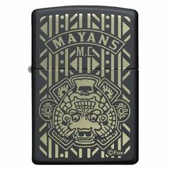 Zippo Mayans M C Pattern Windproof Lighter, 49087 (Black Matte)
