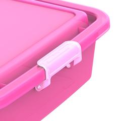 Cosmoplast Lockbox Plastic Stackable Storage Box (15 L, Pink)