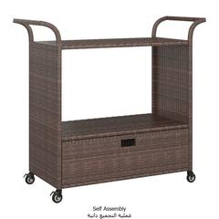 vidaXL Poly Rattan Serving Trolley W/Drawer (100 x 45 x 97 cm, Brown)