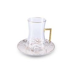 طقم اكواب شاي 12 قطعة كازار حول الإمارات (160 مل ، ذهبي)