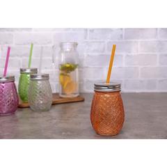 Pan Emirates Gem Glass Jar W/Straw (500 ml)
