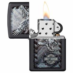 Zippo Harley Davidson Chrome Eagle Lighter, 28485 (Black Matte)