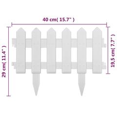 vidaXL Lawn Edgings 25 pcs White 10 m PP